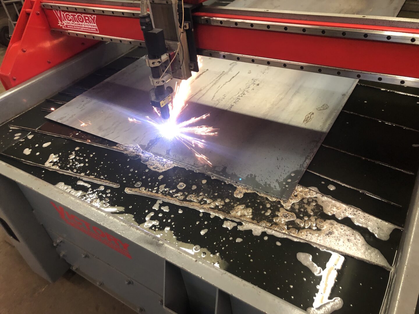 CNC plasma cutting machine in operation