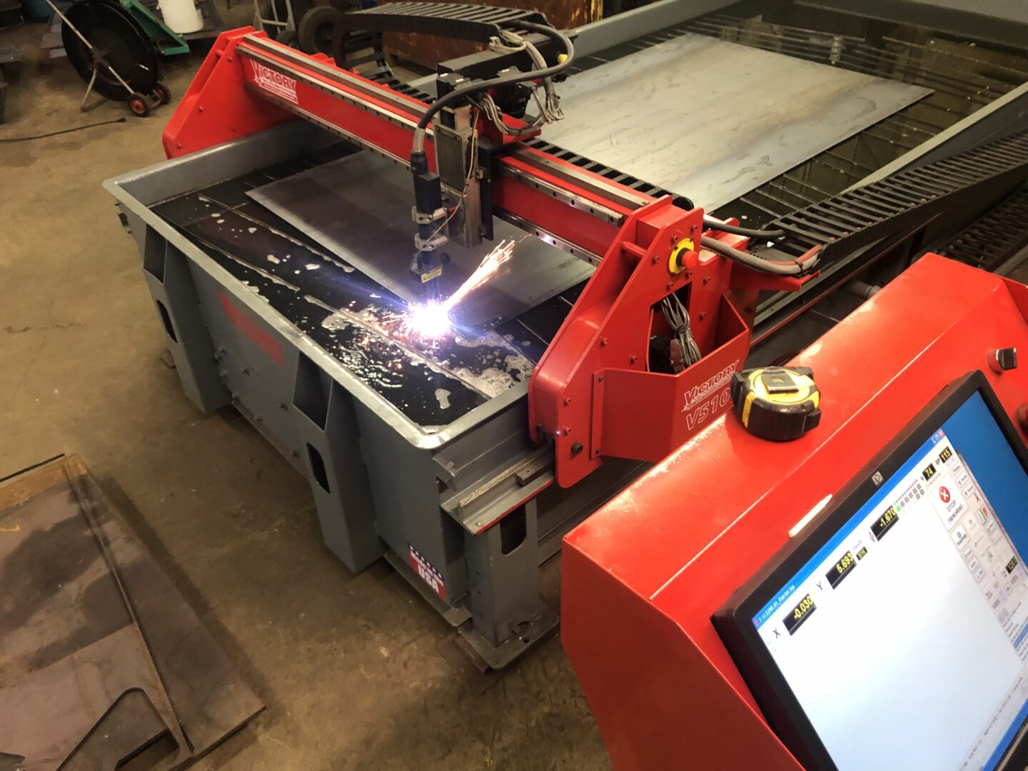 CNC plasma cutting machine in workshop